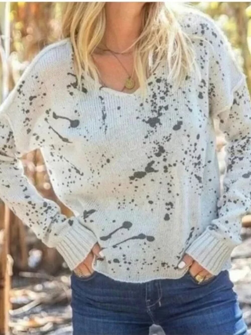 Wooden Ships Paint Splatter Sweater | M/L